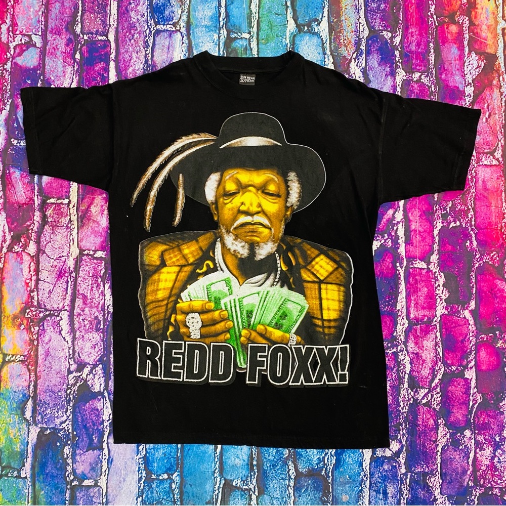 Vintage Rare Redd Foxx 2XL Big Graphic Rhinestones T-Shirt Rap Tee
